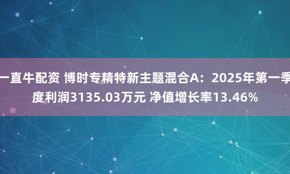 一直牛配资 博时专精特新主题混合A：2025年第一季度利润3135.03万元 净值增长率13.46%